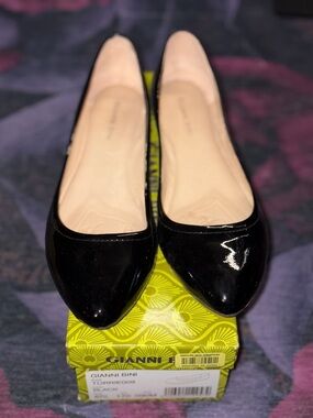 Gianni Bini Black Patent Pointed Ballet Flats
